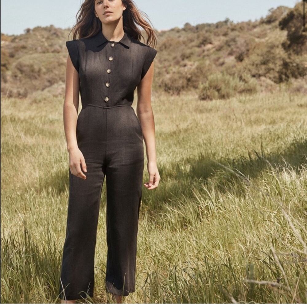 Christy Dawn Phoebe Jumper Noir Linen Black Jumpsuit Womens Small